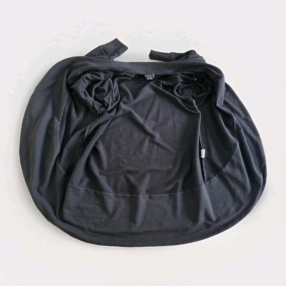 Theory Kolma Cardigan Womens S Black LS Cocoon Open Cotton Blend Pockets Capsule - Picture 10 of 16